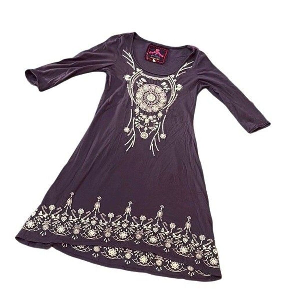 Vintage Johnny Was Embroidered Eggplant Purple Tunic Dress – Women’s Small